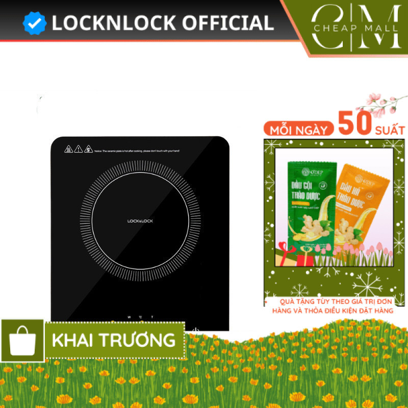 Bếp điện từ đơn LocknLock cảm ứng, 8 mức nhiệt, công suất cao 2000W nấu nhanh tiết kiệm điện EJI411 