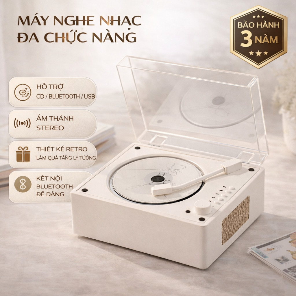 Máy nghe CD retro CD player bluetooth máy phát nhạc CD loa CD mini máy nghe nhạc cổ điển, hỗ trợ CD 