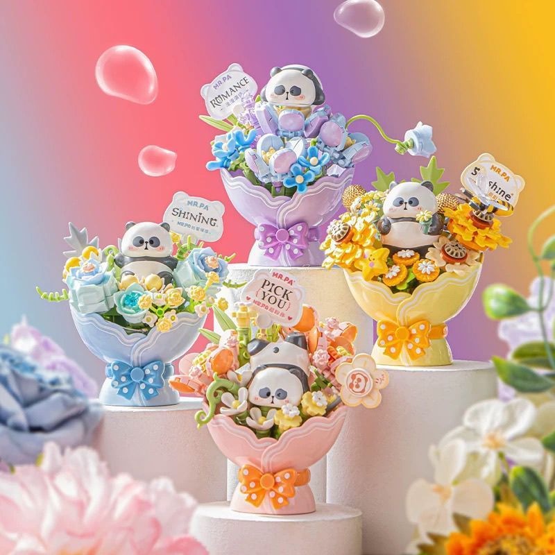 Loz Building Blocks Small Bouquet of Preserved Flowers, Love Flower Panda Building Block Flower, Val