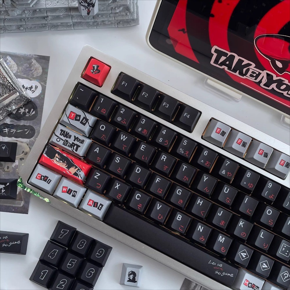 Persona 5 Amamiya Ren Keycaps Anh Đào Hồ Sơ 140 Phím PBT Nhuộm Thăng Hoa Wooting Aula F75 Cơ Keycap 