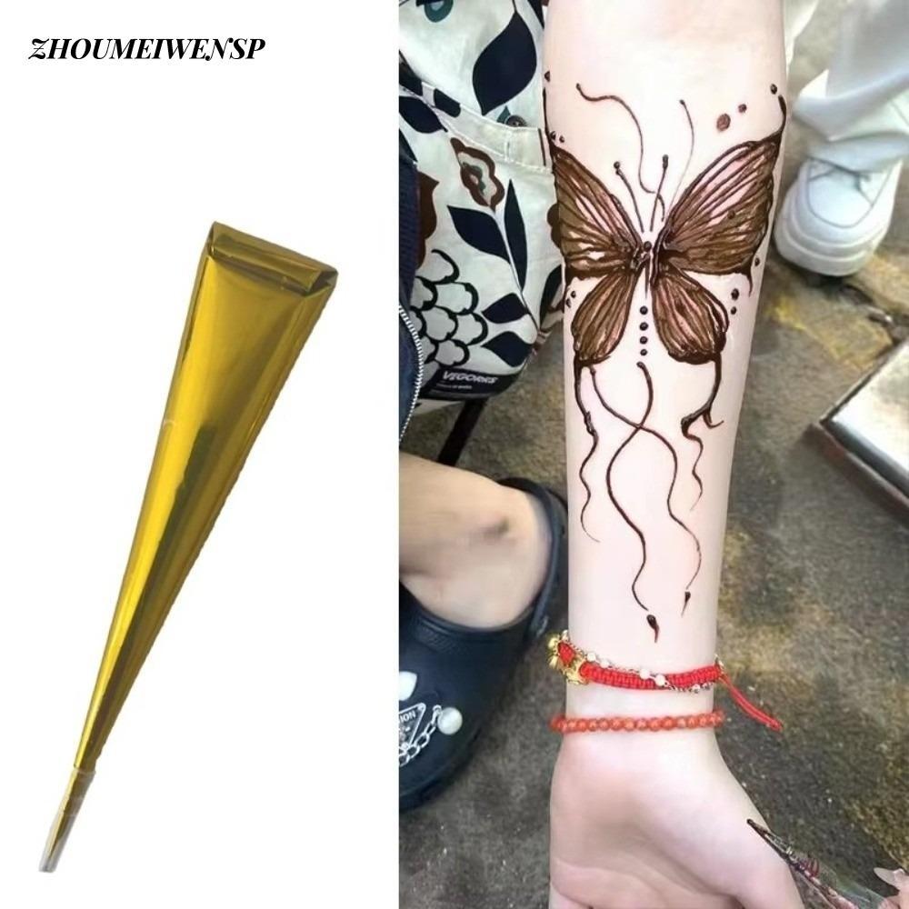 ZHOUMEIWENSP Henna Dán Nón, Đen Nâu Dễ Sử Dụng Kem Xăm Henna, Kem Henna Tạm Thời Bán Vĩnh Viễn Tạm T