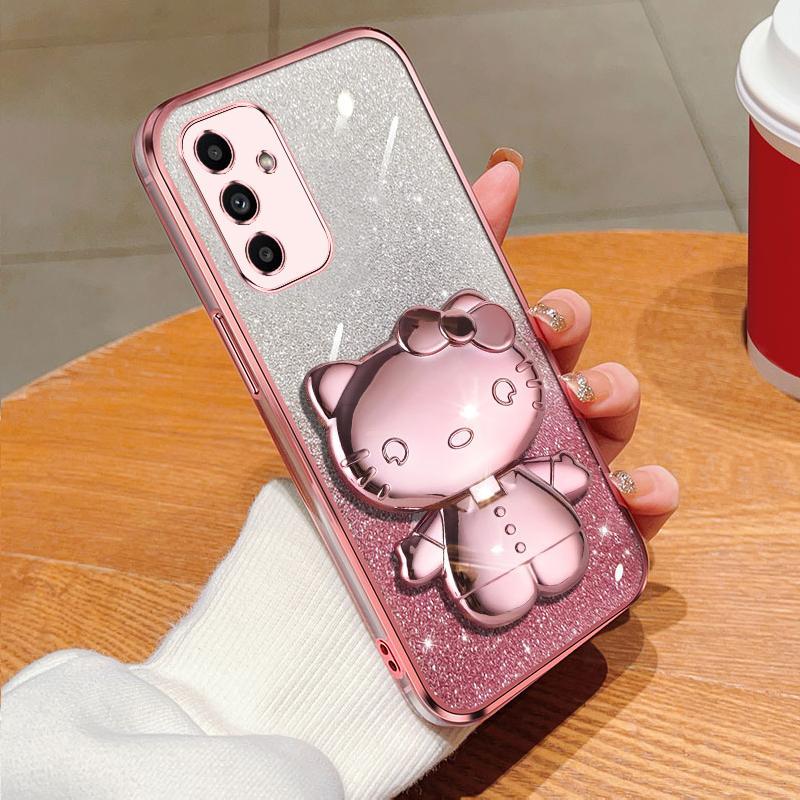 Dành Cho Samsung A37 5G Ốp Lưng Gương Giá Đỡ Bling SoftCase TPU Vỏ Điện Thoại Di Động Cho Samsung Ga