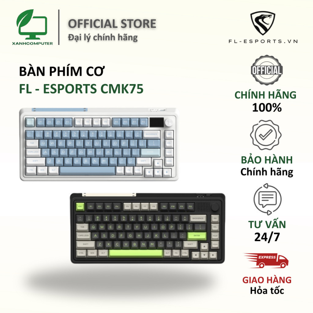 Bàn phím cơ FL - Esports CMK75  ( 3 MODE, Hotswap, Led RGB ) - Hàng Chính Hãng