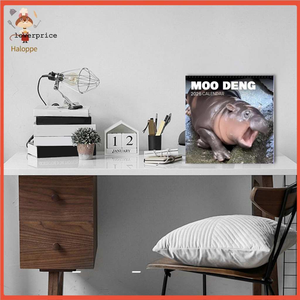 [Haloppe] Lịch Hippo 2026 Quà tặng lịch dành cho những người yêu thích Hippo 2026 Pygmy Hippo Lịch t