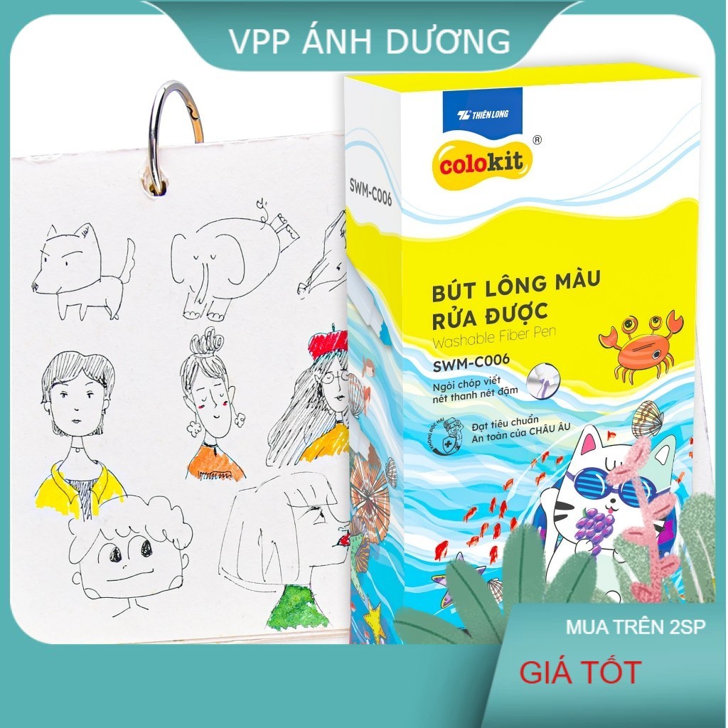 Bộ bút lông 36 màu Thiên Long Fiber Pen Colokit viết nét thanh nét