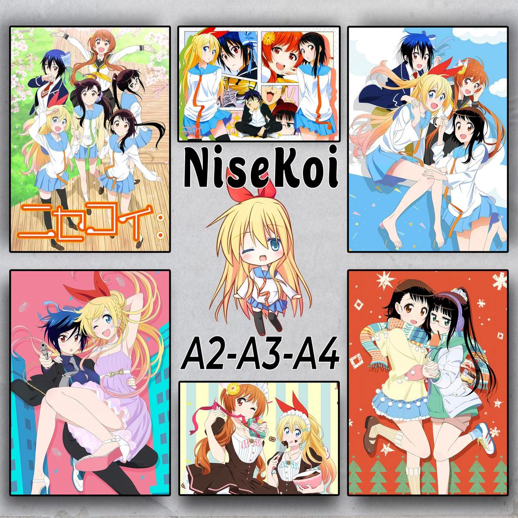 Nisekoi - Poster Anime A2 A3 A4 - Dán tường | Tình yêu ngang trái | Chitoge Kirisaki | Kosaki Onoder