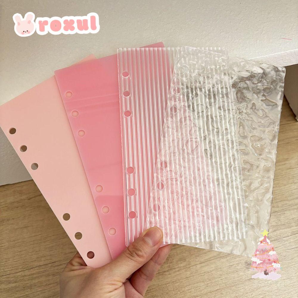 ROXUL Loose Leaf Notebook Shell, Trong suốt / Nước gợn sóng DIY Album ảnh Notebook A6 Notebook Cover