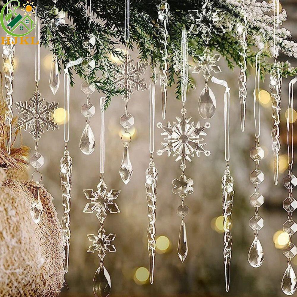 HJKL 10 Cái / bộ Đồ Trang Trí Icicle Bông Tuyết, Mặt Dây Treo Bông Tuyết Trang Trí Bằng Nhựa, Mô Phỏ