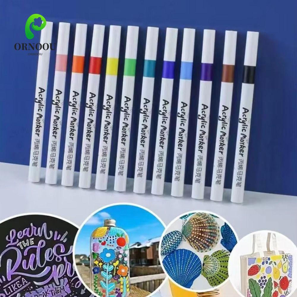 Bộ bút đánh dấu acrylic ORNOOU, Fine Nib Waterborne Brush Paint Art Marker, Đầu mềm bền bỉ DIY Craft
