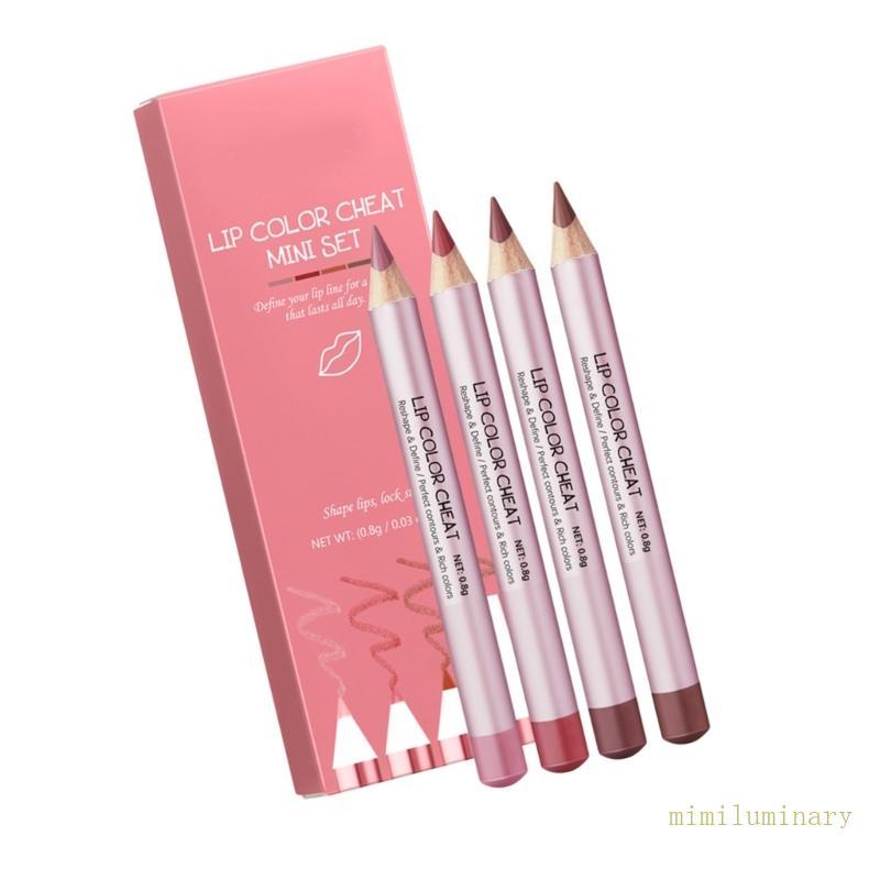 IVY 4 Matte Liner Lipstick Lasting Lip Liner Pastes Lip Liner Pencil Set Dễ dàng tô màu cho công việ