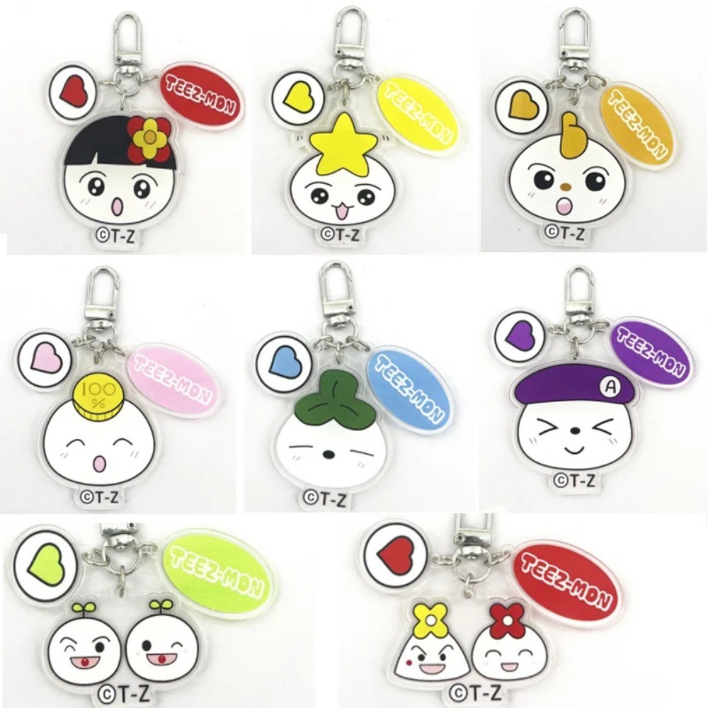 Kpop AT Teez-MON Acrylic Keychain Cartoon Character Cute Pendant Keyring Bag Accessories Gift Fans C
