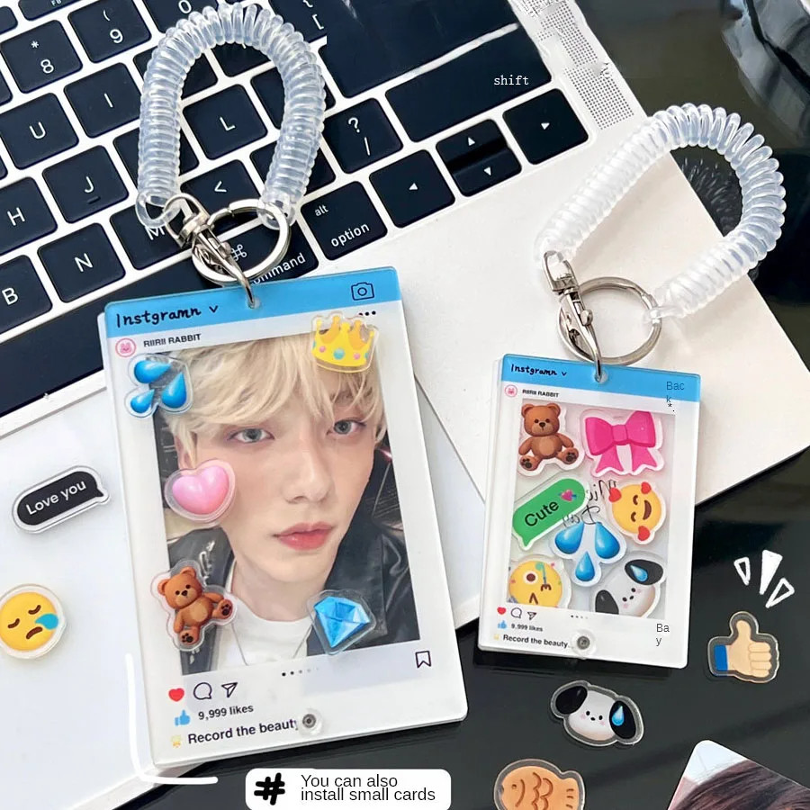 High Beauty Ins Photo Frame Acrylic Standing Brand Keychain Pendant Love Bean Small Card Shake Music