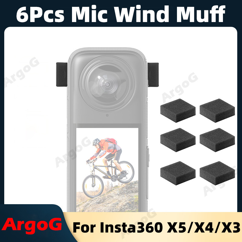ArgoG 6 Chiếc Mic Gió Muff Cho Insta360 X5 / X4 / X3 Bọt Biển Giảm Tiếng Ồn Gió Insta360 X5 Phụ Kiện