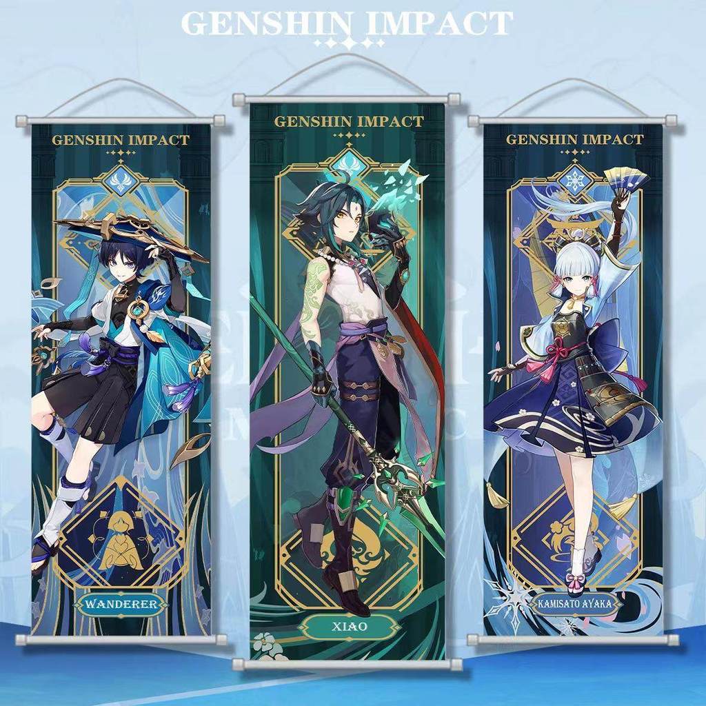 Yuanshen Nền Hàng Hóa Yuanshen Tranh Vải Lụa Poster Sanbing Walnut Zhongli Fengyuan Wangye Cuộn Hai 