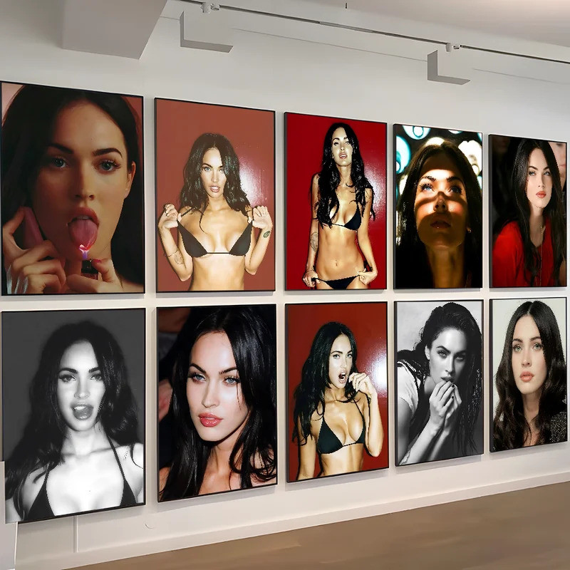 Megan Fox Nam Diễn Viên Anime Áp Phích Dính HD Chất Lượng Treo Tường Nghệ Thuật Retro Áp Phích Cho P