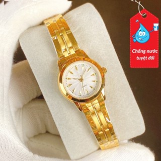 Đồng hồ nam nữ 348m dây vàng mặt nhỏ chính hãng chống nước NO BRAND