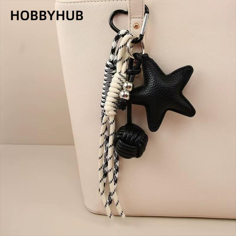 HOBBYHUB Mặt dây chuyền hình ngôi sao và bóng, Ngôi sao năm cánh Handmade Nút thắt trái tim tình yêu Móc khóa, Túi da PU Mặt dây chuyền Túi xách nữ trang trí | BigBuy360 - bigbuy360.vn