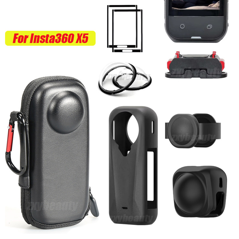 Dành Cho Insta360 X5 Ống Kính Máy Ảnh Bảo Vệ Mang Theo Túi Bảo Quản Silicon Mềm Cho Insta360X5 Từ Tí