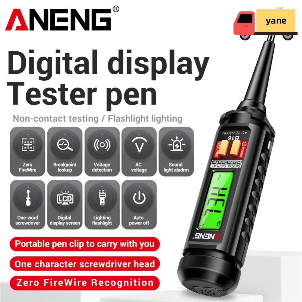 Máy dò điện áp YANE, Màn hình kỹ thuật số Bút kiểm tra điện áp không tiếp xúc, ANENG B16 Báo động cò