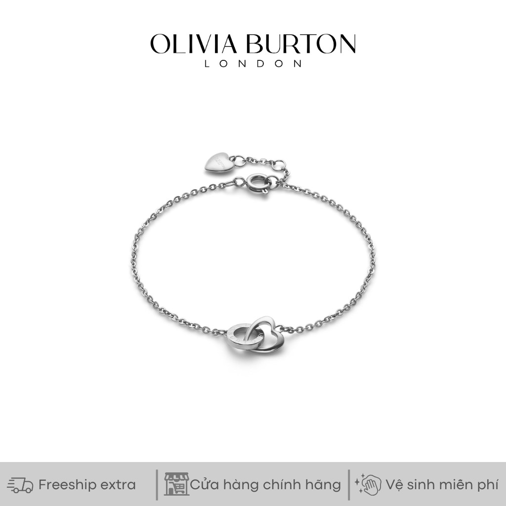 Vòng tay nữ Olivia Burton Heart Interlink bạc