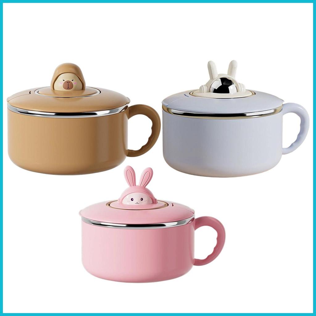 Salad Hộp Cơm Trưa 1200ml Mì Ăn Liền Bộ Đồ Ăn Không Gỉ Dung Tích Lớn Mì Ăn Liền Bát Có Nắp Cho enmda