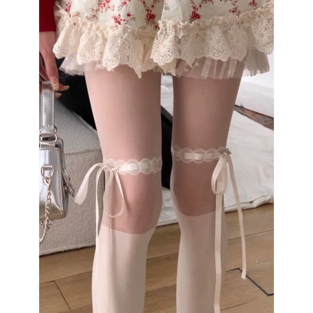 Tất Nữ Ivory White Gothic JK Style - Thin High-Quality Lace Stockings