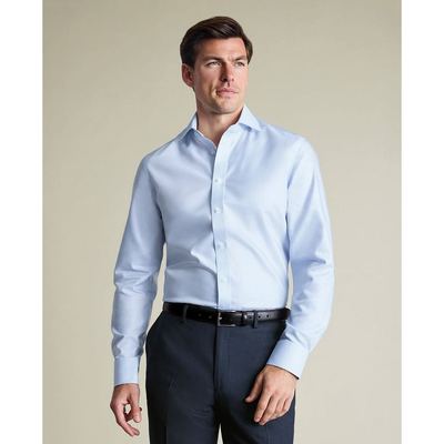 CHARLES TYRWHITT - Áo sơ mi nam cổ bẻ tay dài kẻ sọc Greenwich_FOA0012-LBU