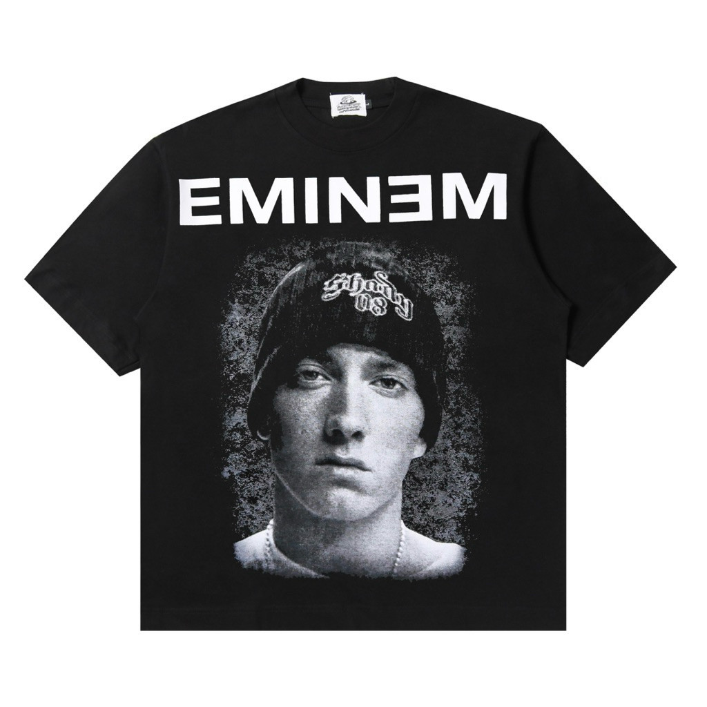 T-Shirt Eminem Rap - Oversized Boxy Model Black Solid 16S Super Tebal Full Cotton