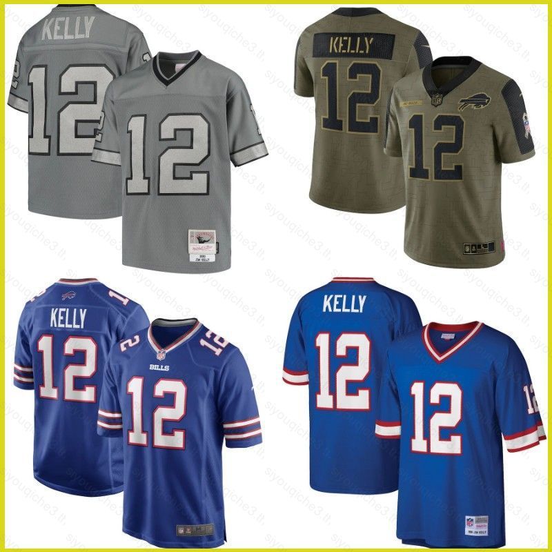 SY3 Áo Bóng Đá Buffalo Bills NFL Legendary Jersey Kelly Màu Số 12 - Phù Hợp Nhiều Kích Cỡ