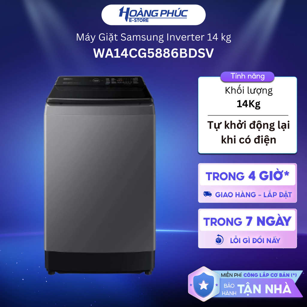 WA14CG5886BDSV | Máy Giặt Lồng Đứng SAMSUNG Inverter 14 Kg WA14CG5886BDSV {Ship HCM 0Đ} {Ship HCM 0Đ