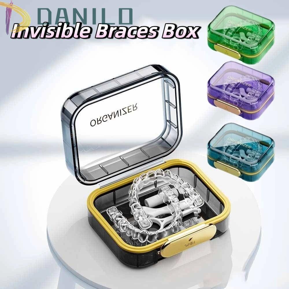Hộp niềng răng vô hình DANILO, Hộp đựng răng giả chống nước trong suốt, Hộp đựng răng giả dung tích 