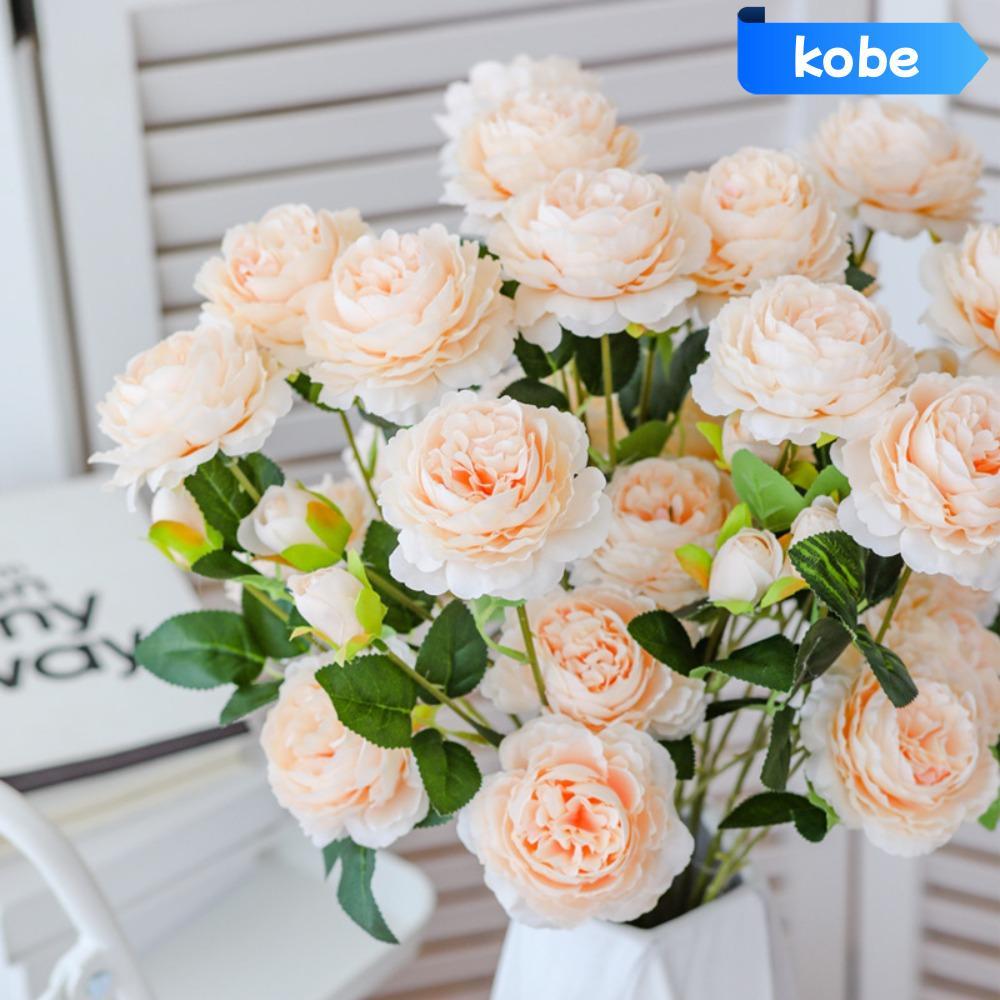 KOBE 5 Đầu Bình Hoa Giả Trang Trí Tiệc DIY Trang Trí Lễ Hội Tiếp Liệu Hoa Mẫu Đơn Lụa