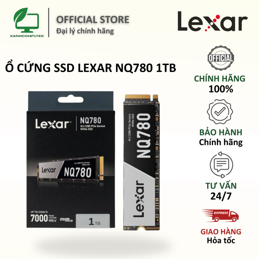 Ổ Cứng SSD LEXAR NQ780 1TB NVMe PCIe Gen4 x4 M.2 2280 Tốc Độ Cao 6500MB/s New