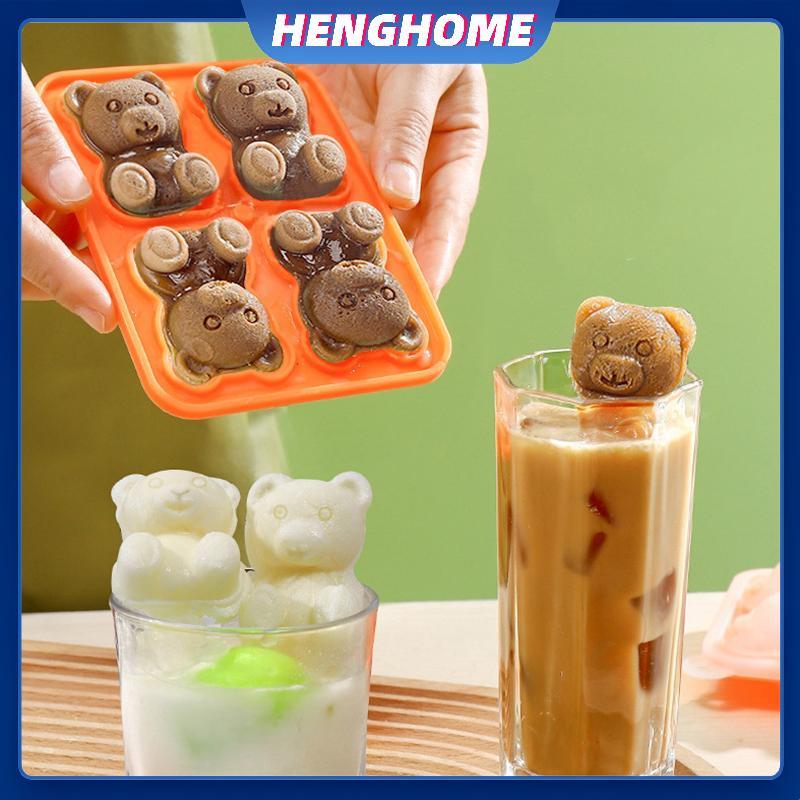 HENGHOME 3D Bear Ice Cube Mold Bear Ice Cube Tray, Máy làm bóng đá silicon dễ dàng phát hành, Khay đ