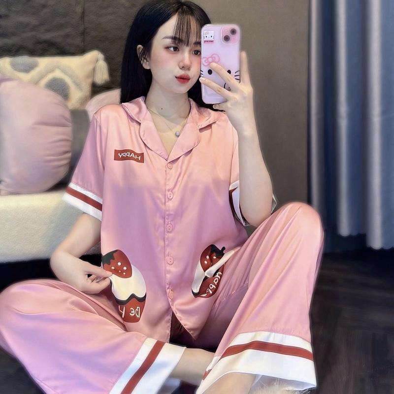 LT22 - PIJAMA TAY NGẮN QUẦN DÀI IN 5D - Kèm Cột Tóc