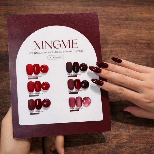 Set sơn gel đỏ XINGME 6 màu kèm bảng màu