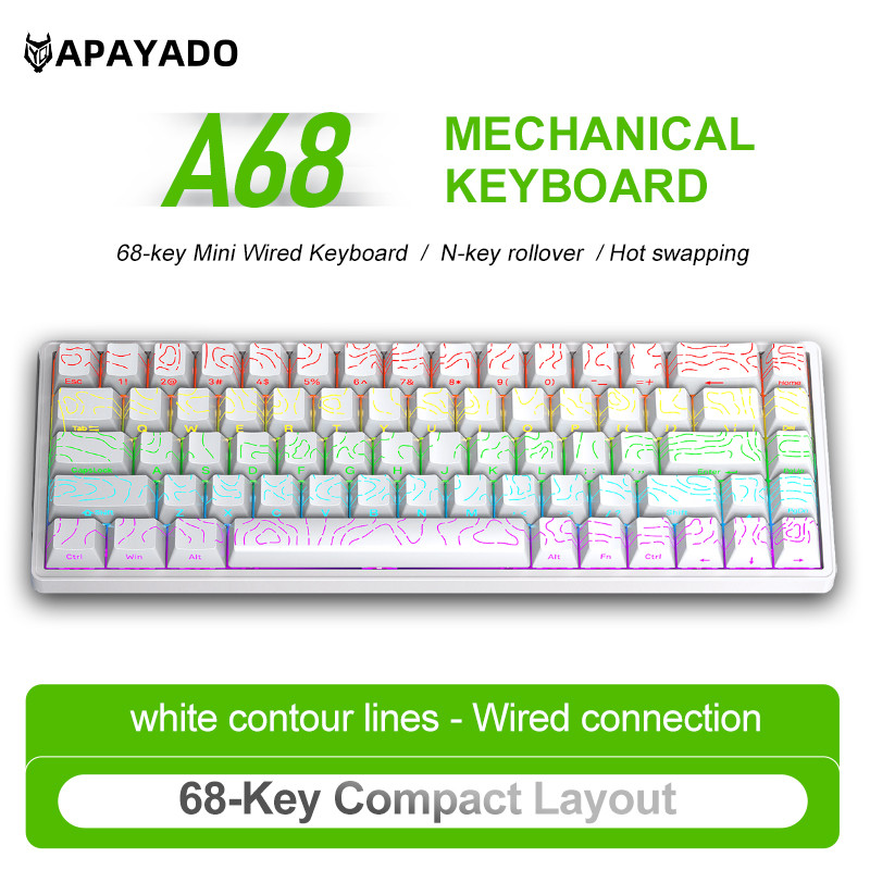 Bàn phím cơ có dây APAYADO A68 Đèn nền RGB có thể gập lại 68 phím cho PC / Mac