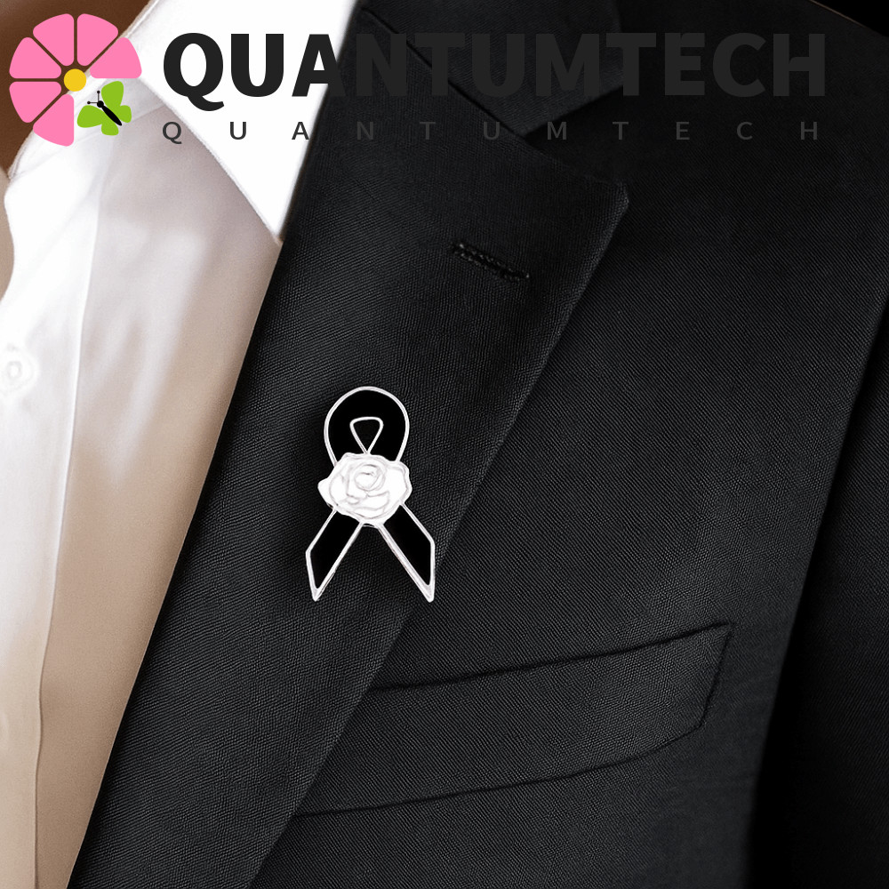 QUANTUMTECH Đen Ruy Băng Pin, Vintage Ve Áo Pin Tang Lễ Ruy Băng Huy Hiệu Trâm Cài, Trắng Đơn Giản N