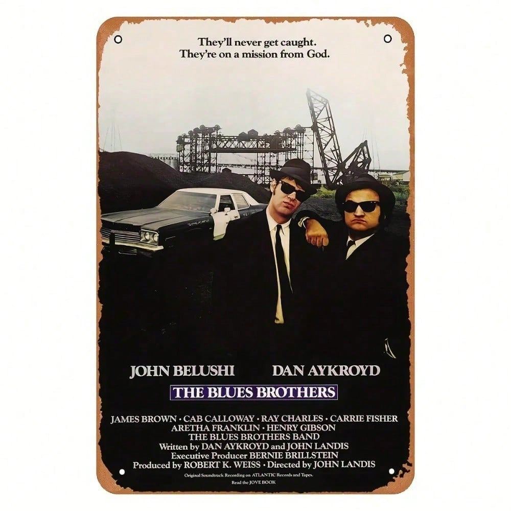 HELLOYOUNG Retro Kim Loại Tín Hiệu 8x12 Inch Vintage Blues Brothers Poster, Người Hang Nhà Thanh Tre