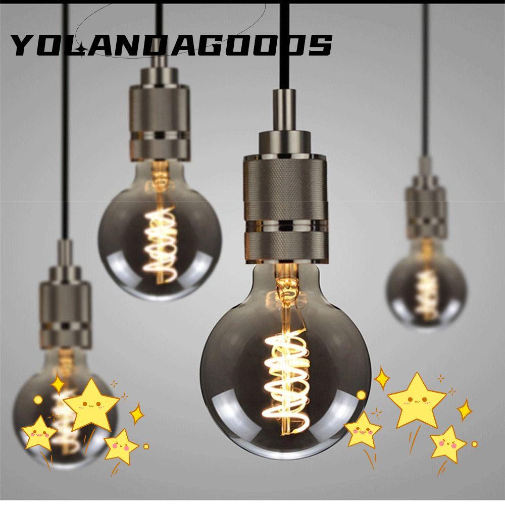 Dây Tóc YOLA, Đèn Edison Màu Xám Mạ Điện Vintage Retro Bóng Đèn, Đầu Nối Vít Nóng Trắng Ấm E27 220V 