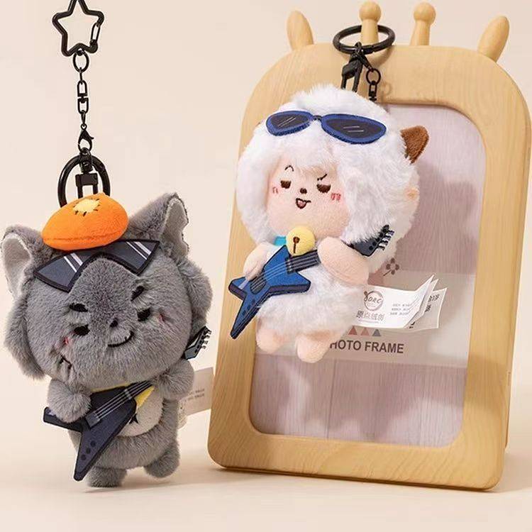 Pleasant Goat and Big Wolf Psychobilly Music Series Plush Toy Doll Keychain Pendant JGhO