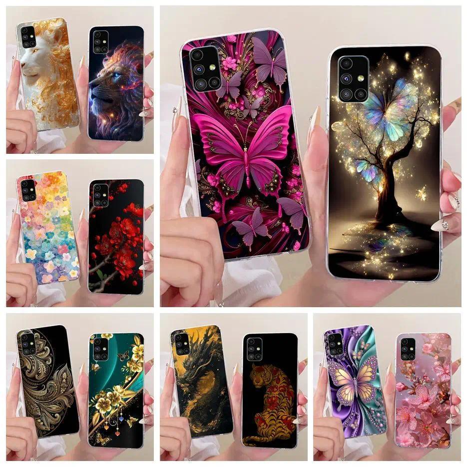 Dành Cho Samsung Galaxy M51 Ốp Lưng SM-M515F Sang Trọng Cây Bướm Sơn Bao Mềm Mỏng Điện Thoại Ốp Lưng