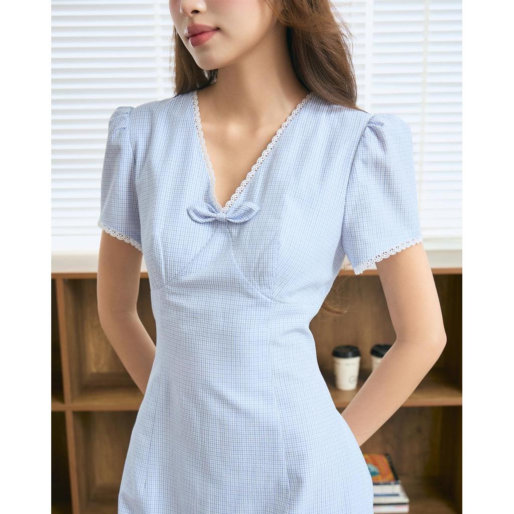 Đầm nữ dáng dài cổ tim tay phồng THE C.I.U, váy maxi form ôm tôn dáng thanh lịch – Lotus Dress | BigBuy360 - bigbuy360.vn