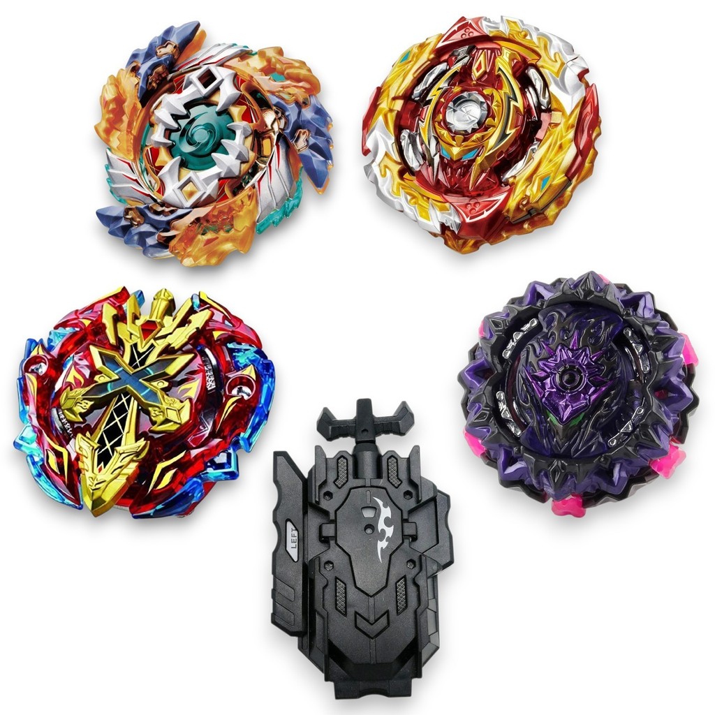 4x Burst Metal Tops World Spriggan Geist Fafnir Xeno-Xcalibur + Dây phóng
