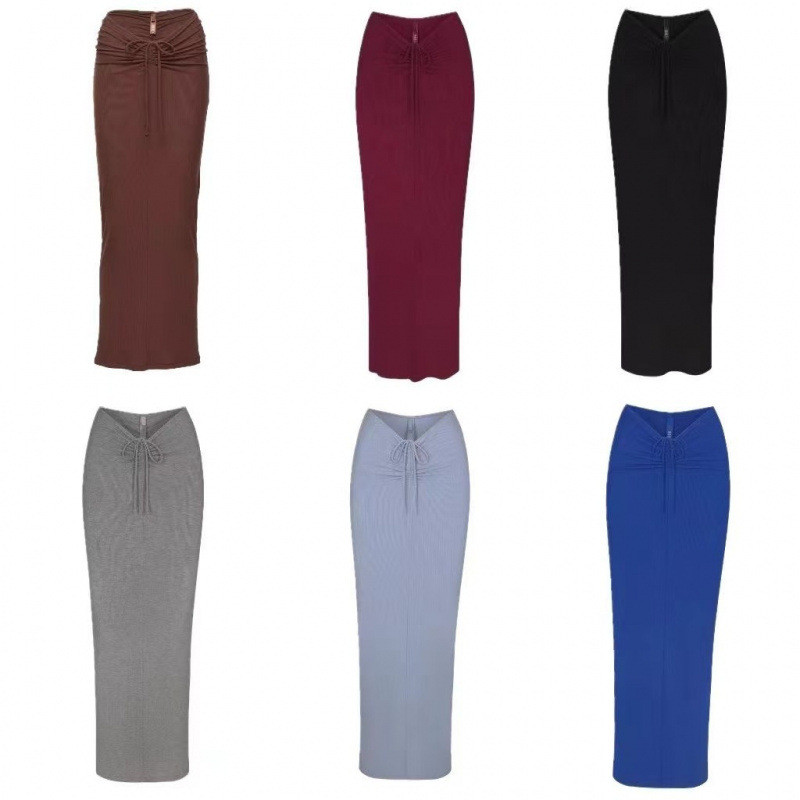 V2XM Skims Kardashian-style pleated skirt for women, high-waisted, slimming, mid-length, bodycon pen