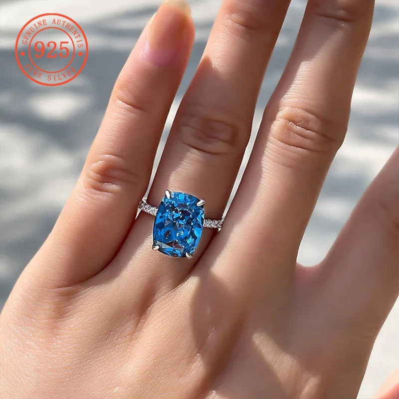 Nhẫn kim cương xanh bốn mũi SHEFULI CSX1028