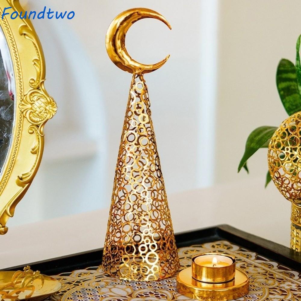 FOUNDTWO Moon Tealight Candle Holder, Vintage Hollow Tree Candle Holder, Sáng Tạo Cổ Điển Kim Loại T
