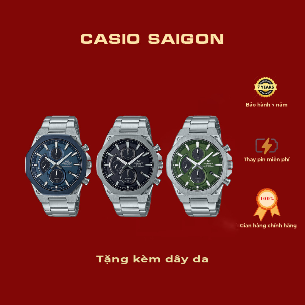 (Chính Hãng) Đồng Hồ Casio Edifice-S570D Chống Nước 100m Pin Năng Lượng Size 44mm - Bảo Hành 7 Năm