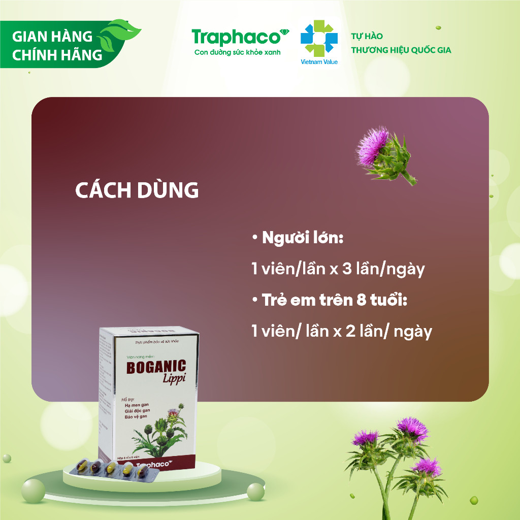 TPBVSK Boganic Lippi Traphaco - Hỗ Trợ: Giải Độc Mát Gan, Hạ Men Gan, Giảm Mỡ Máu, Tăng Cường Chức N