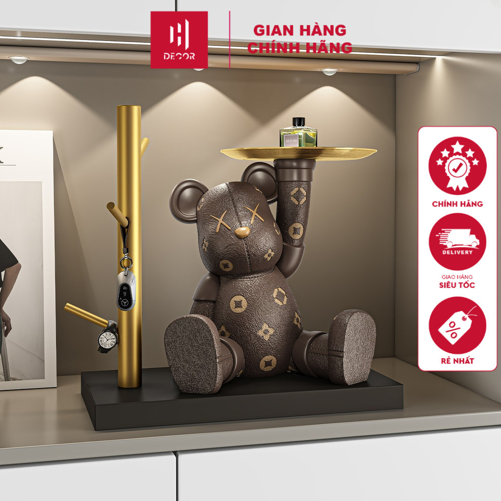 Tượng Gấu Bearbrick Decor Kiêm Khay Đựng Chìa Khóa, Trang Trí Tủ Rượu – Quà Tân Gia Sang Trọng - HDE